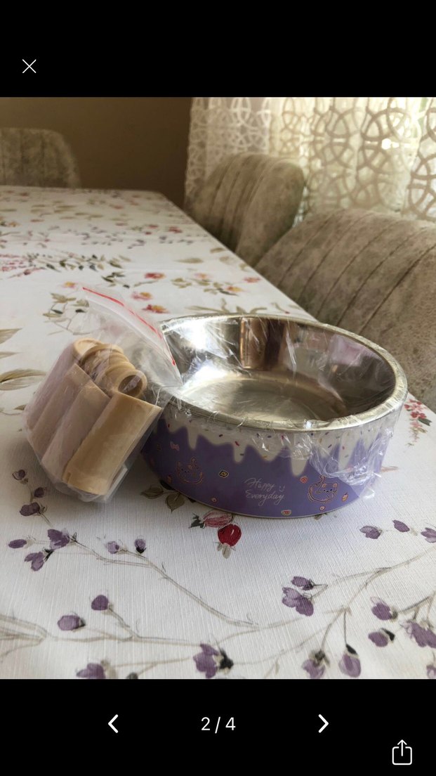 Kedi/Köpek Mama ve Su Kabı - Mor Paslanmaz Çelik - Ayaklı - Görsel 3