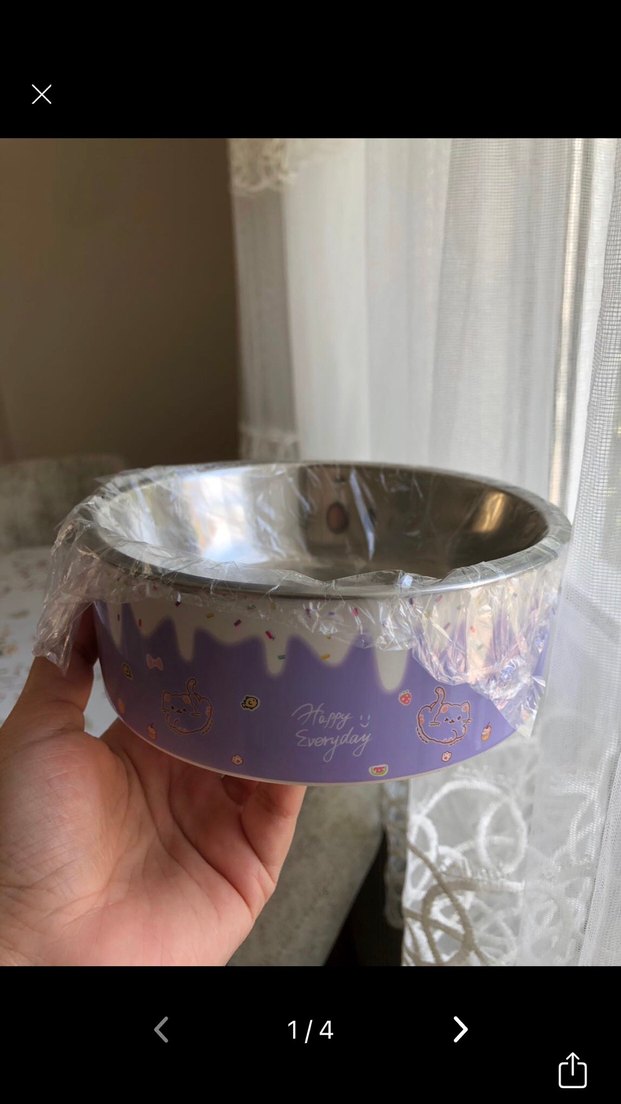 Kedi/Köpek Mama ve Su Kabı - Mor Paslanmaz Çelik - Ayaklı - Görsel 2