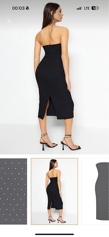 Taşlı straplez abiye - Görsel 5