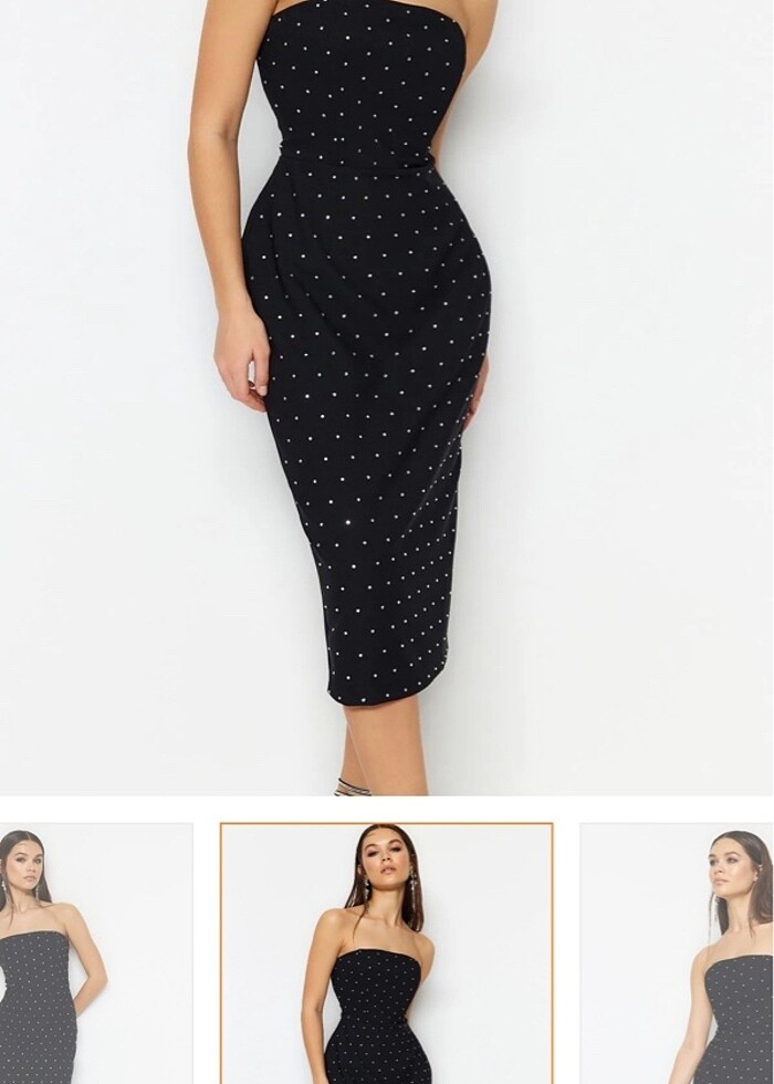 Taşlı straplez abiye - Görsel 2