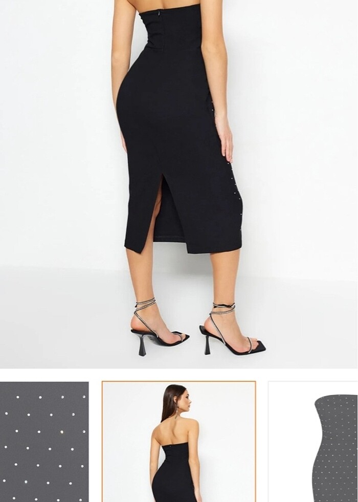 Taşlı straplez abiye - Görsel 5