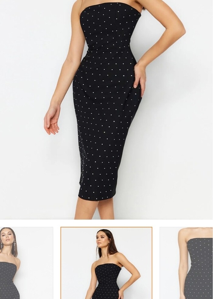 Taşlı straplez abiye - Görsel 3