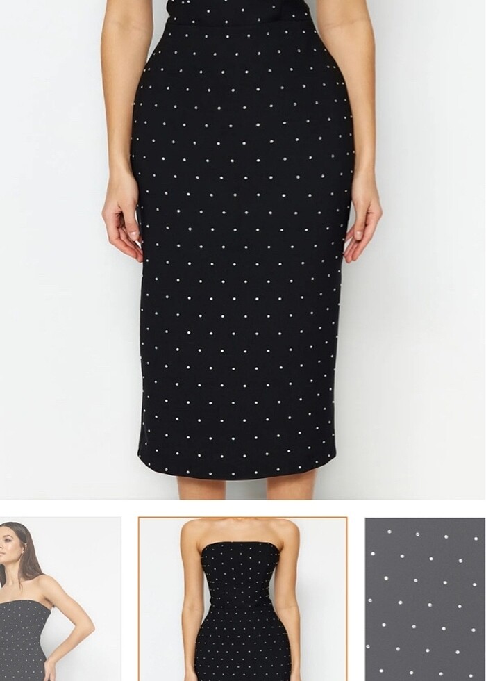 Taşlı straplez abiye - Görsel 4