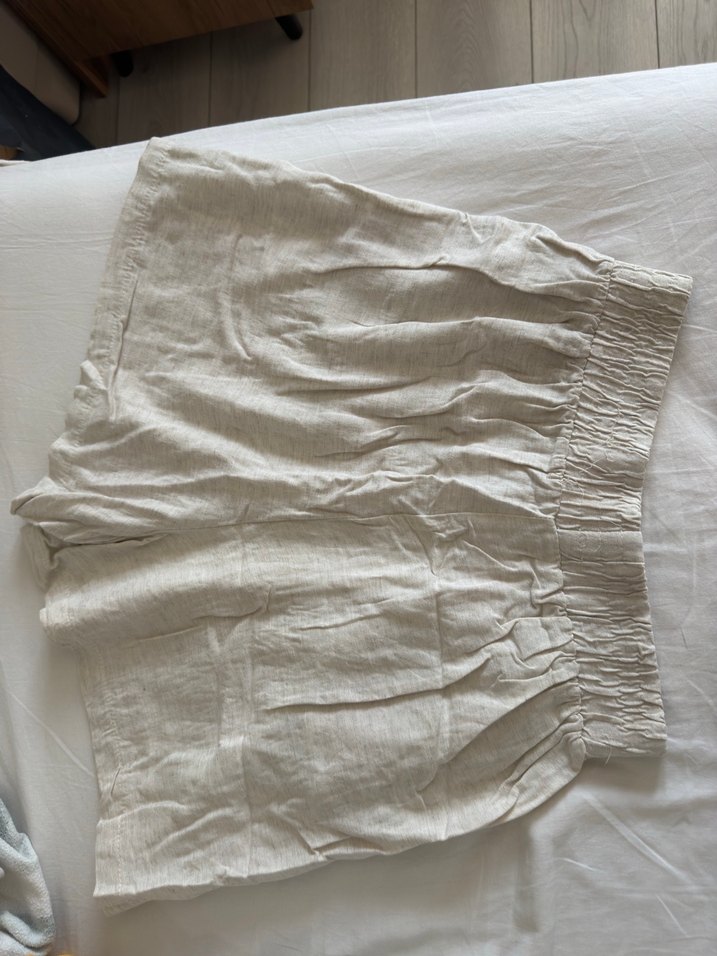 Bej Keten Midi Şort - Görsel 2