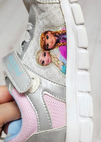 Kız Çocuk Gri Baskılı Cırtlı Spor Ayakkabı - Görsel 3