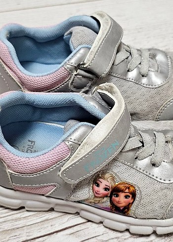 Kız Çocuk Gri Baskılı Cırtlı Spor Ayakkabı - Görsel 2