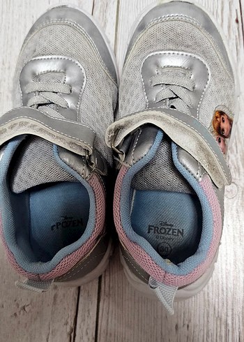 Kız Çocuk Gri Baskılı Cırtlı Spor Ayakkabı - Görsel 4