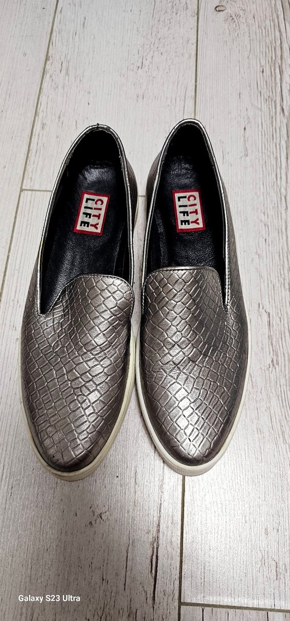 Gri Yılan Desenli Kadın Dolgu Topuklu Spor Ayakkabı - Görsel 3