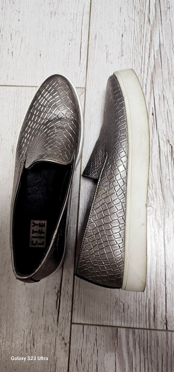 Gri Yılan Desenli Kadın Dolgu Topuklu Spor Ayakkabı - Görsel 2