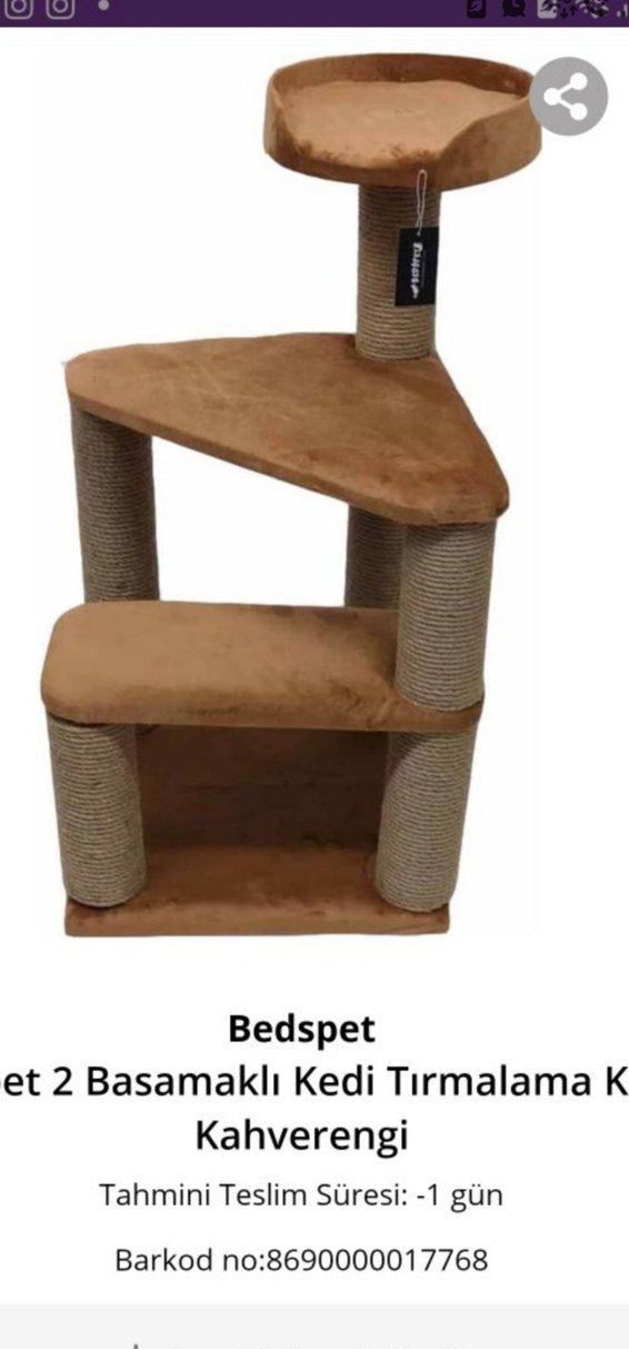 Kahverengi Üç Katlı Kedi Tırmalama evi - Görsel 4