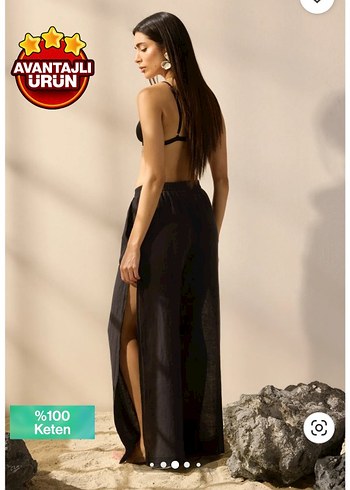 Trendyol & Milla Siyah Bol Kesim Uzun Keten Pantolon