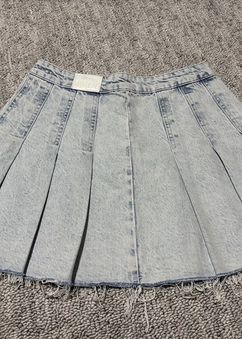 LC Waikiki Gri Pileli Midi Kot Etek