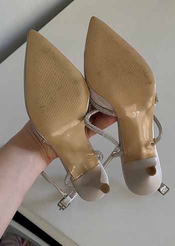 37 Beden Bej Yılan Desenli Stiletto Topuklu Kadın Abiye Ayakkabı