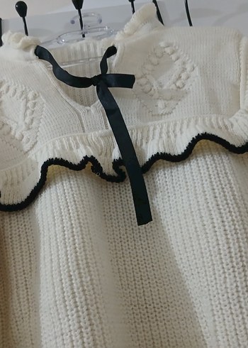 Beyaz Nakışlı Örgü Kadın Kazak - Görsel 2