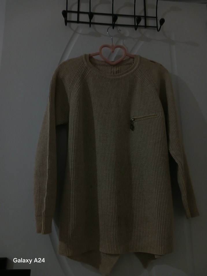 Bej Kadın Triko Uzun Kollu Kazak - Görsel 3