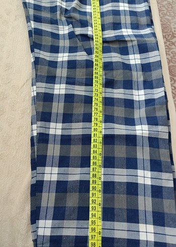 unisex Mavi Gri Ekose Pantolon - Görsel 3