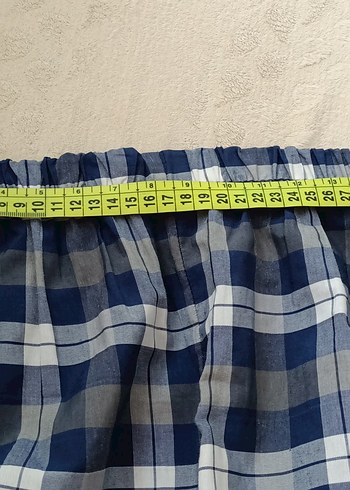 unisex Mavi Gri Ekose Pantolon - Görsel 4