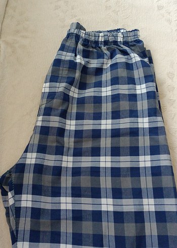 unisex Mavi Gri Ekose Pantolon - Görsel 2