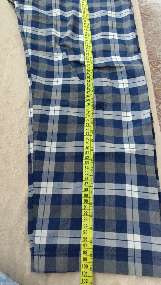 unisex Mavi Gri Ekose Pantolon - Görsel 3