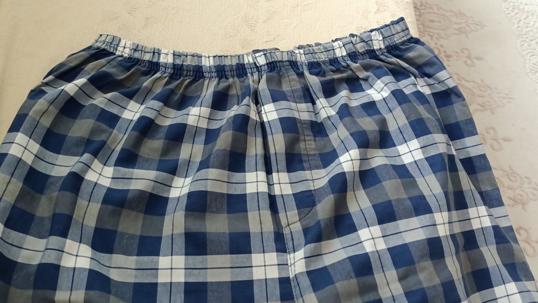 unisex Mavi Gri Ekose Pantolon - Görsel 5