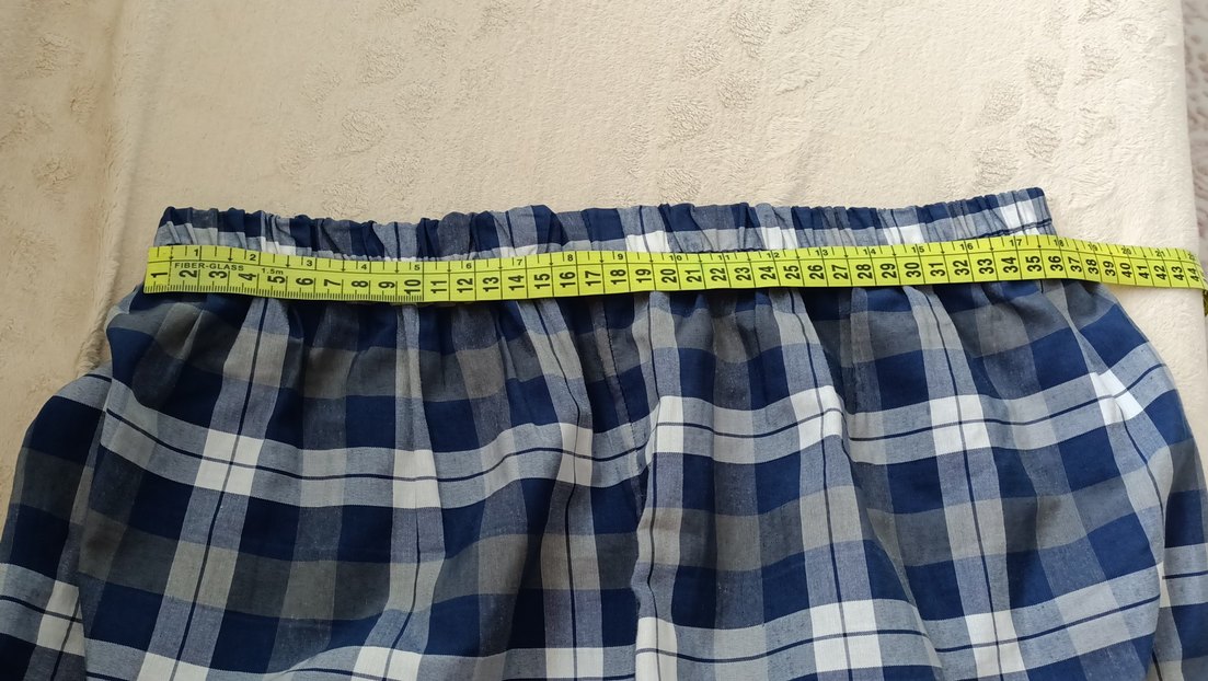 unisex Mavi Gri Ekose Pantolon - Görsel 4