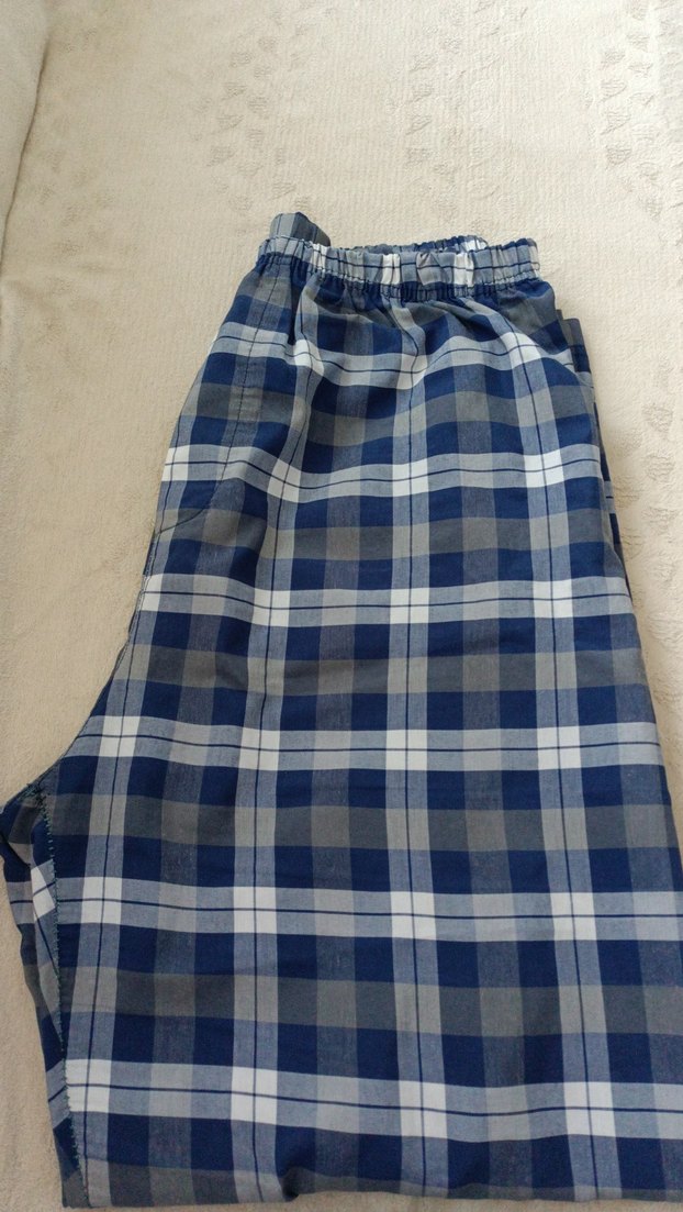 unisex Mavi Gri Ekose Pantolon - Görsel 2