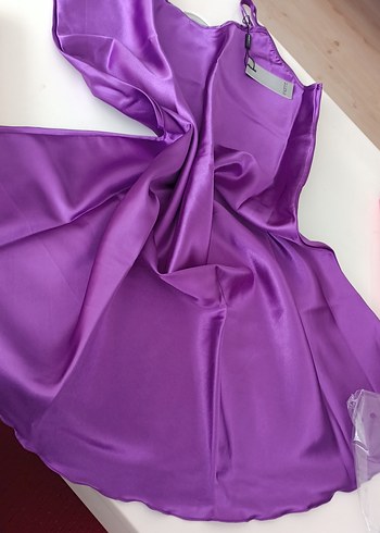 Mor saten Midi gecelik XXL - Görsel 4