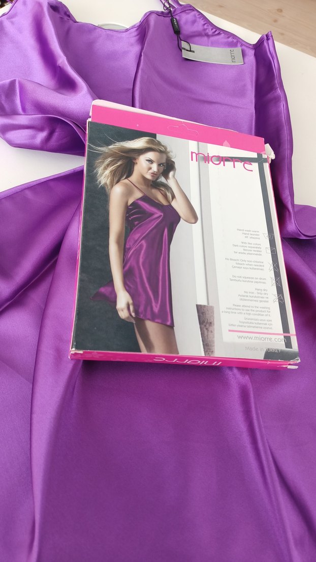 Mor saten Midi gecelik XXL - Görsel 2