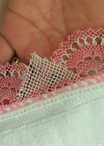 Nakışlı iğneoyali Pembe Havlu - Görsel 3