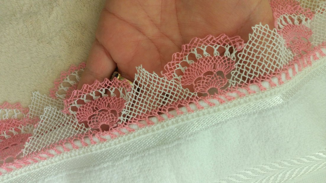 Nakışlı iğneoyali Pembe Havlu - Görsel 3