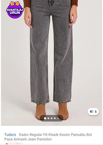 Gri dar Kesim Midi Denim Kadın Jean - Görsel 2