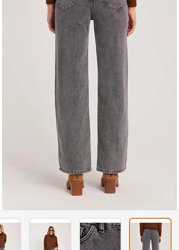 Gri dar Kesim Midi Denim Kadın Jean - Görsel 3