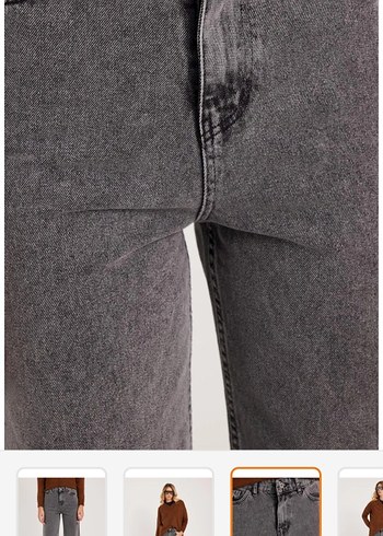 Gri dar Kesim Midi Denim Kadın Jean - Görsel 4