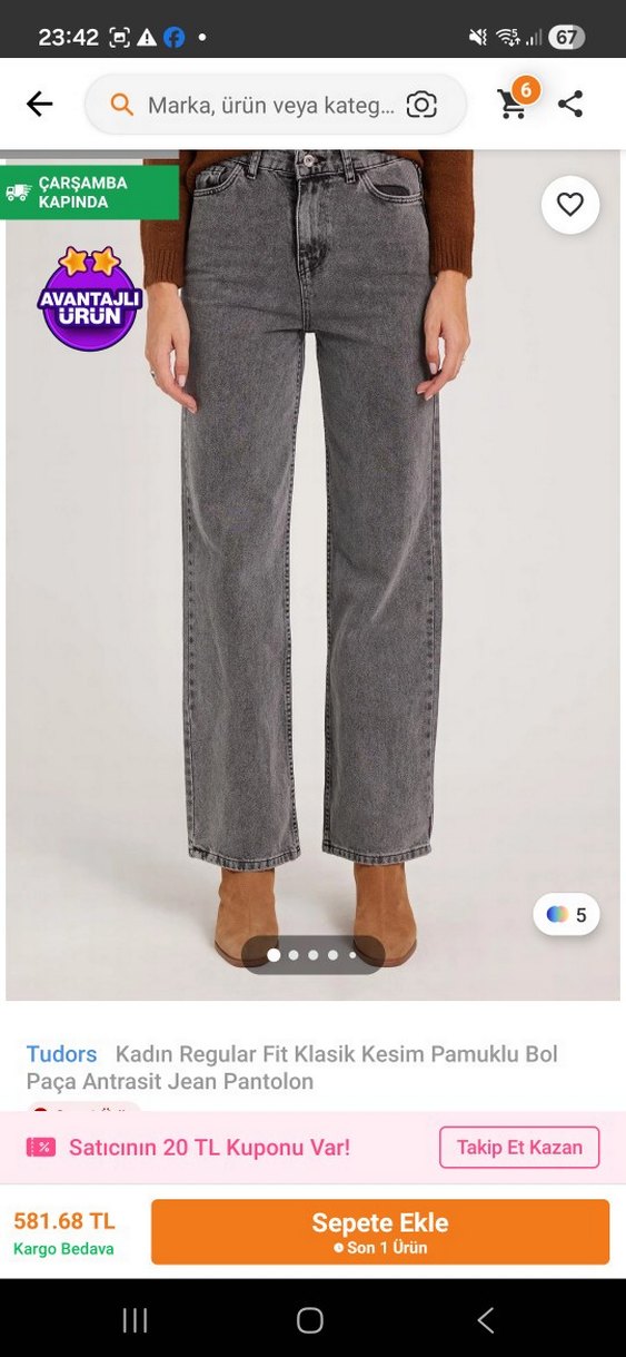 Gri dar Kesim Midi Denim Kadın Jean - Görsel 2