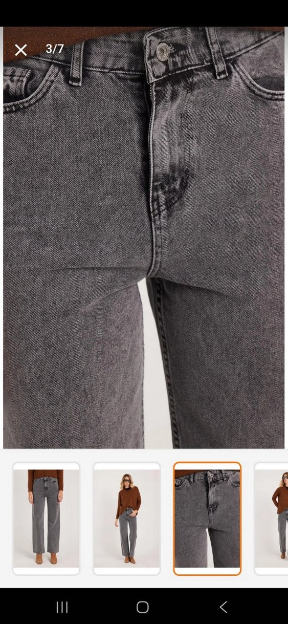 Gri dar Kesim Midi Denim Kadın Jean - Görsel 4