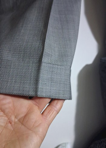 Gri Midi Keten Kadın Kumaş Pantolon - Görsel 3