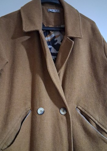 Düğmeli Kahverengi Kadın Uzun Kaban - Görsel 3