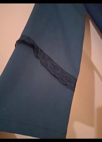 Düğmeli Lacivert Uzun Kadın pardüse tesettür giyim - Görsel 3