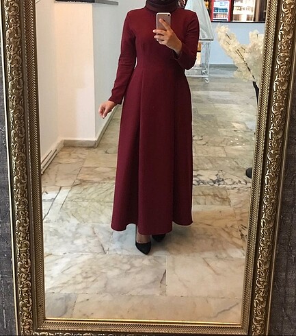 s Beden bordo Renk Bordo Cepli Elbise