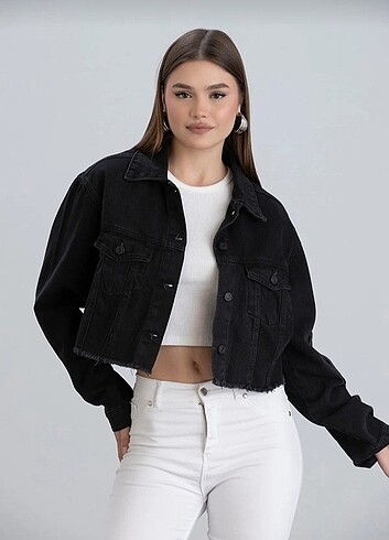 m Beden Crop kot ceket