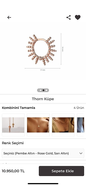 Beden Reis kuyumculuk thorn küpe