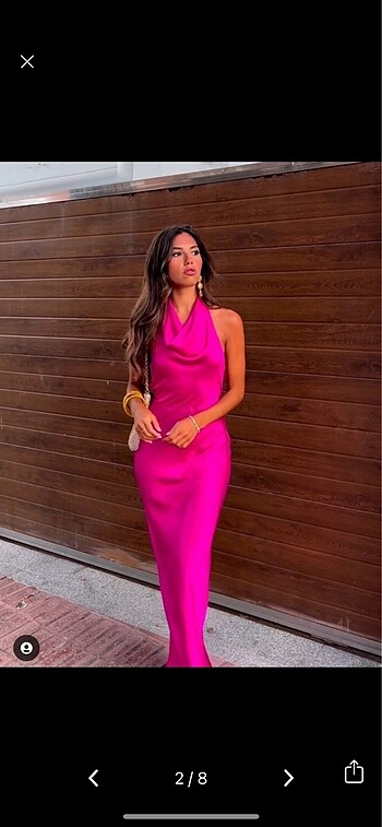 s Beden Zara saten pembe elbise