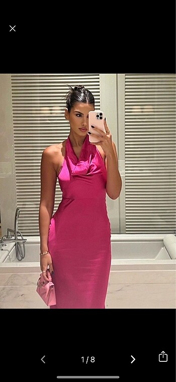 s Beden pembe Renk Zara saten pembe elbise