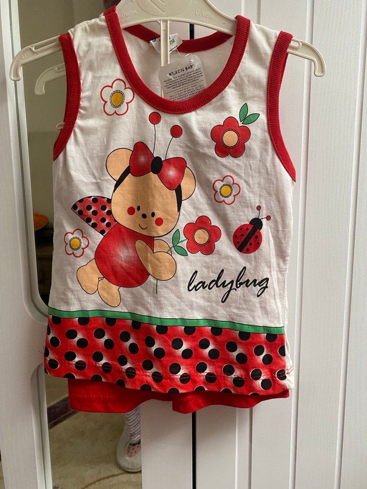 Kız Çocuk Renkli Baskılı Atlet Şort Takım - Görsel 3