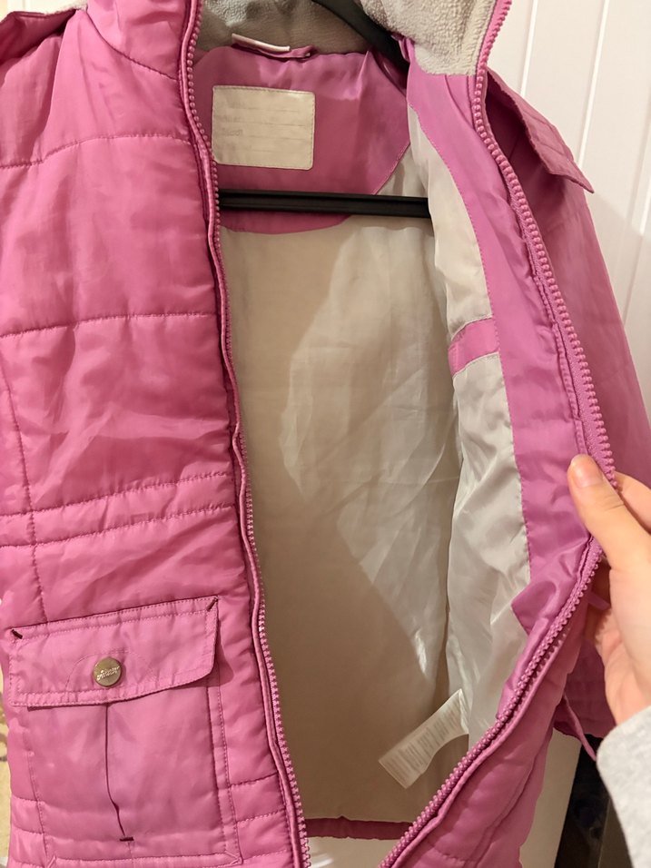 Düğmeli Parlak Pembe Kız Mont - Görsel 5