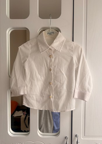 Beyaz Düğmeli Çocuk Keten Gömlek - Görsel 2