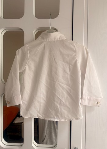 Beyaz Düğmeli Çocuk Keten Gömlek - Görsel 3