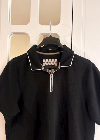 Fermuarlı Siyah Erkek Polo Tişört - Görsel 2