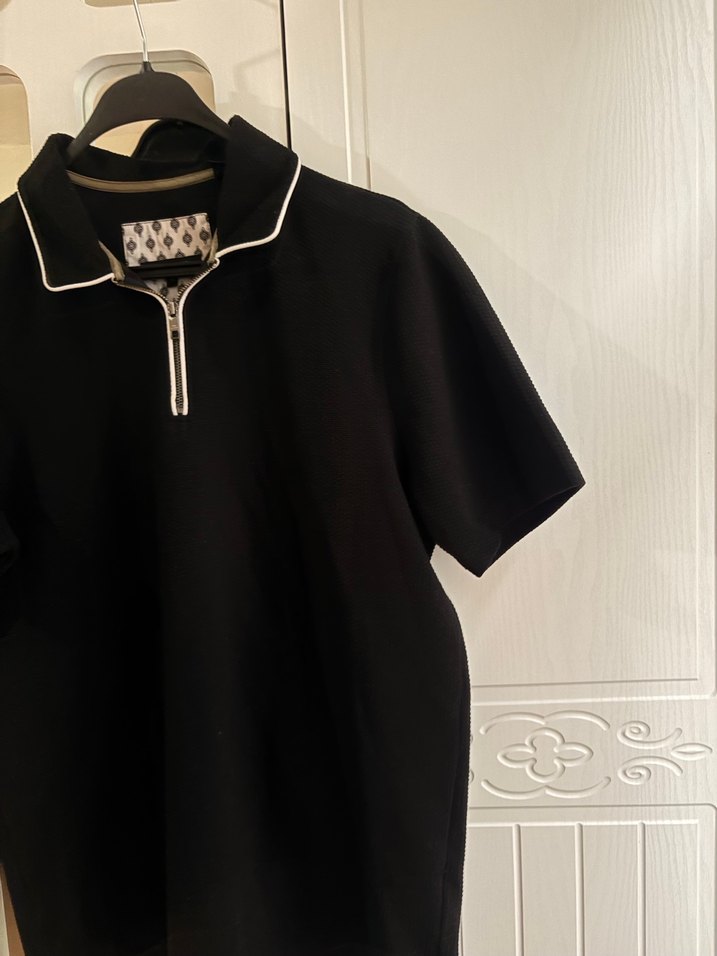 Fermuarlı Siyah Erkek Polo Tişört - Görsel 3