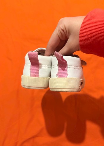 Kız Çocuk Beyaz Sneaker - Cırt Cırtlı - Görsel 7